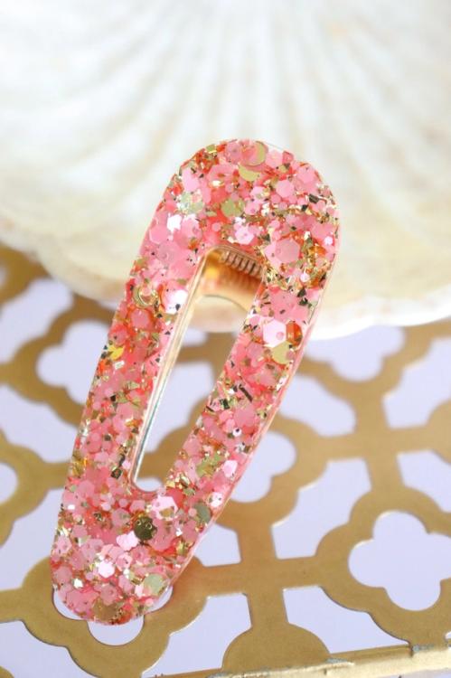 CG Home Dreieckige Haarspange Rosa Gold Glitzer