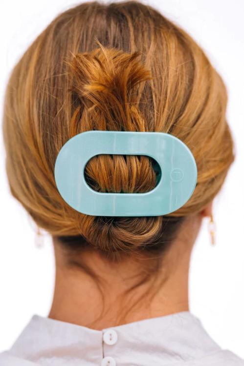 Teleties Flat Round Clip medium Totally Turquoise