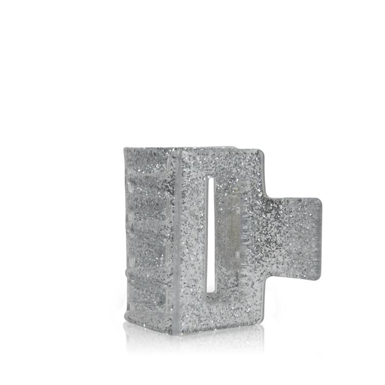 by Vivi Haarklammer Quadrat Silber Glitzer