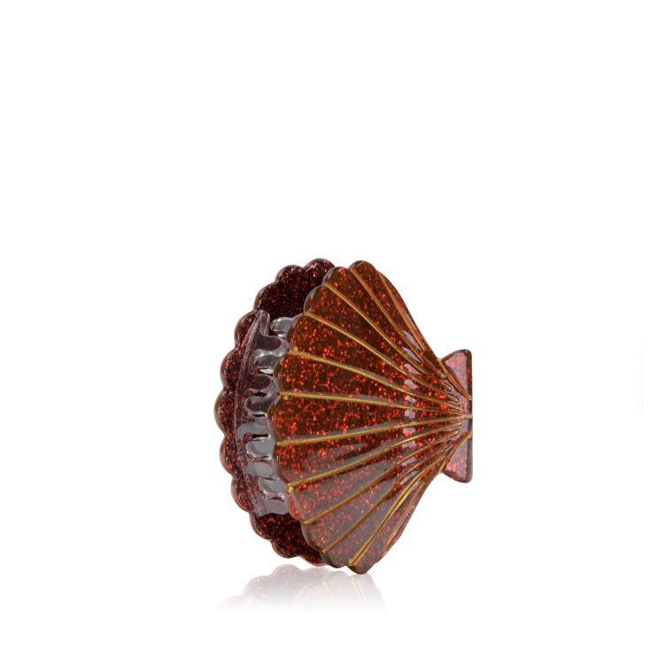 By Vivi Muschel Haarklammer Rot Glitzer
