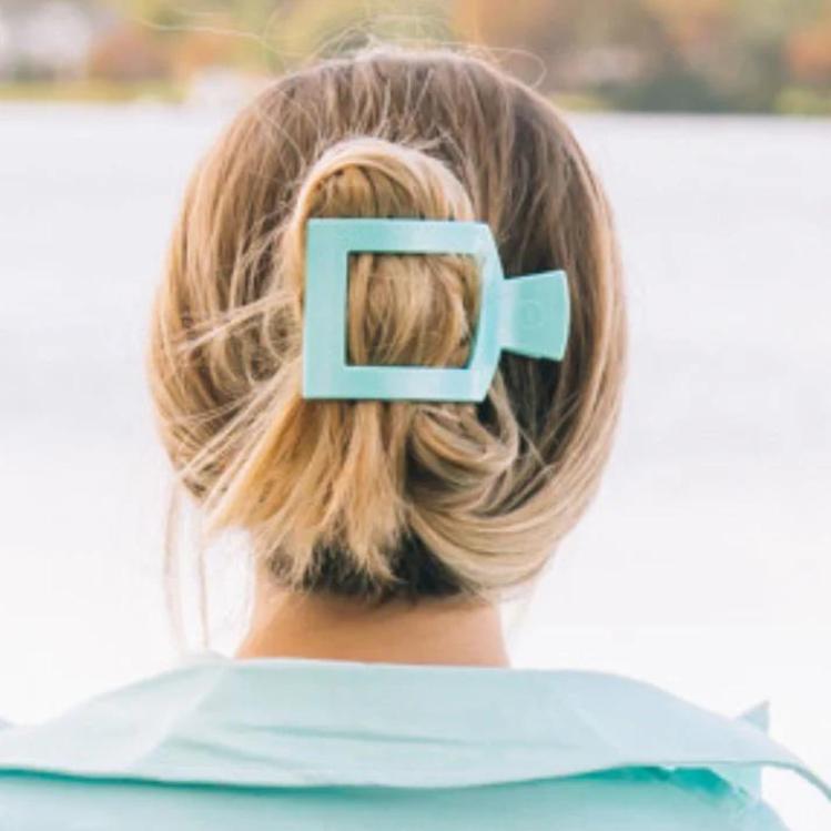 Teleties Large Flat Square Hair Clip Totally Turquoise