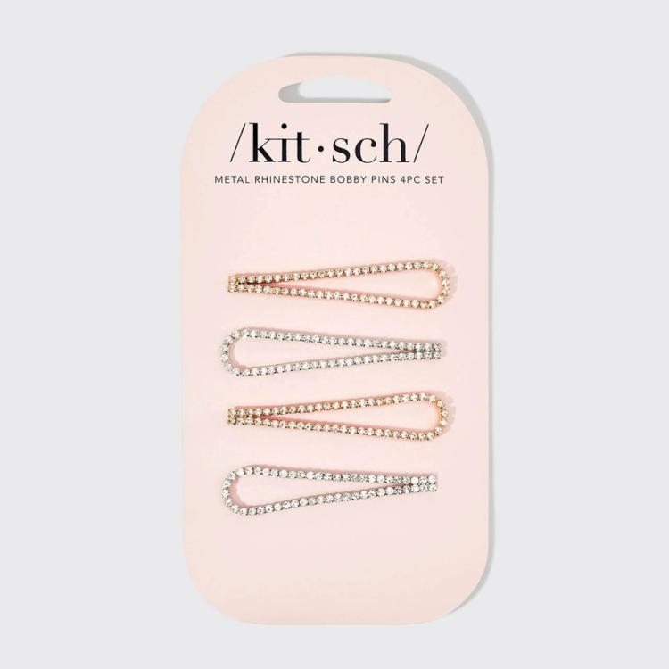 Kitsch Drop Bobby Pins aus Metall mit Strasssteinen