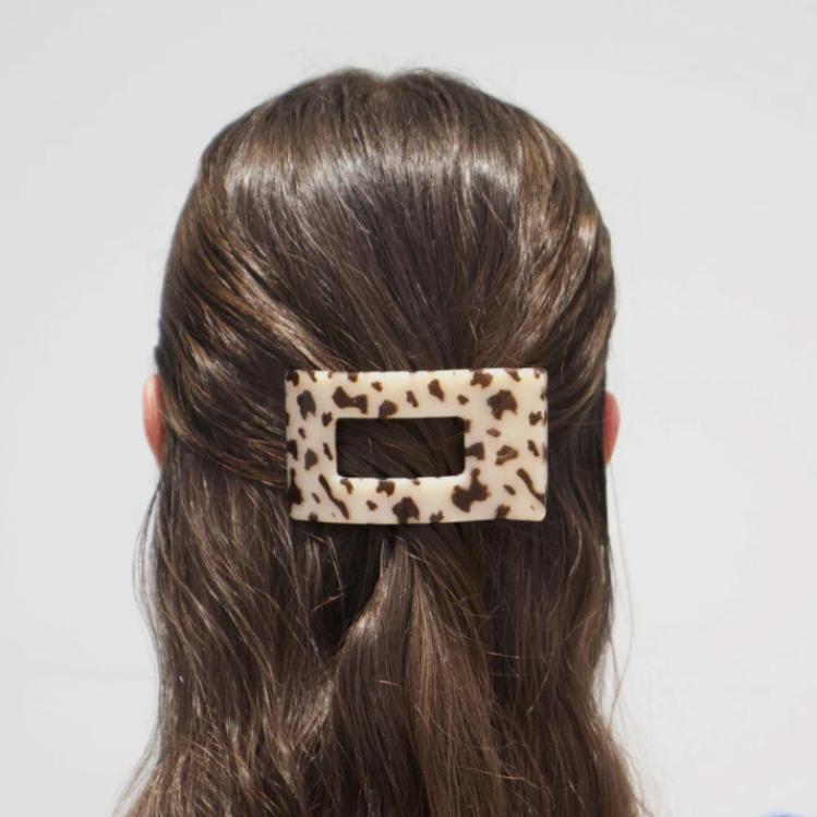 Teleties Small Flat Rectangle Hair Clip Blonde Tortoise