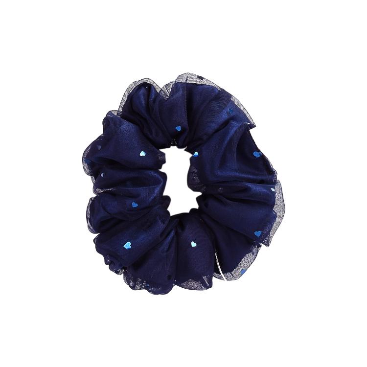 What a bun! Scrunchie Medium Satin Heart Navy Blue