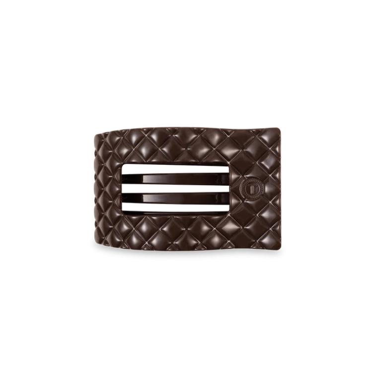 Teleties Small Flat Rectangle Hair Clip Truly Taupe Quilted