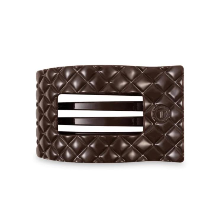 Teleties Medium Flat Rectangle Hair Clip Truly Taupe Quilted