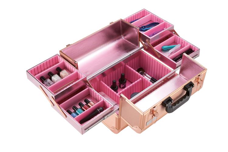 Pollie Makeup Koffer aus Aluminium Rosa Gold