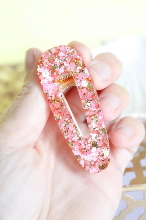 CG Home Dreieckige Haarspange Rosa Gold Glitzer