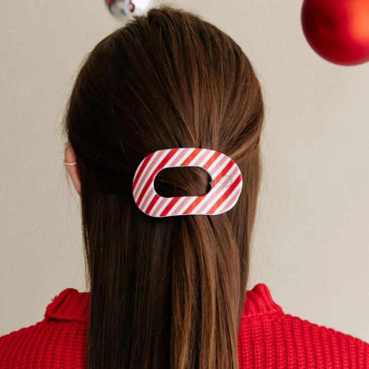 Teleties Flat Round Clip klein Candy Cane Crush