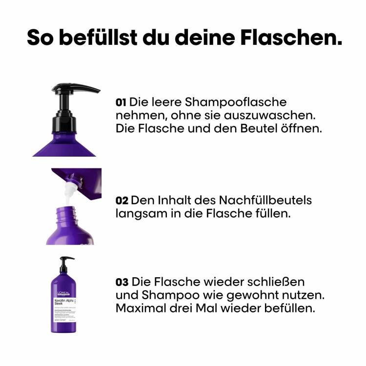 Loreal Keratin Alpha Sleek Shampoo - Nachfüllpack