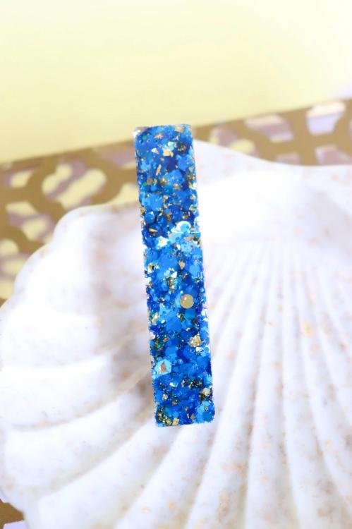 CG Home gerader Mini Clip blau gold glitzer