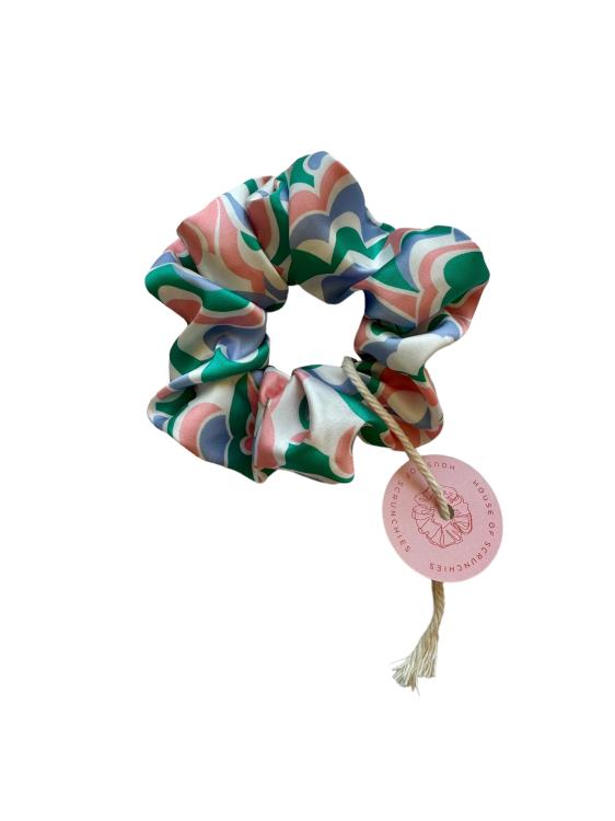 House of Scrunchies Hellblau/ Rosa/ Grün Satin Blumen Midi