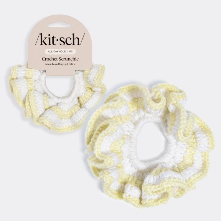 Kitsch gehäkeltes Scrunchie Buttergelb