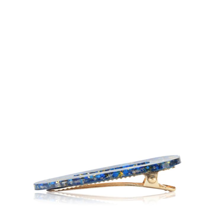 CG Home Dreieckige Haarspange Blau Glod Glitzer