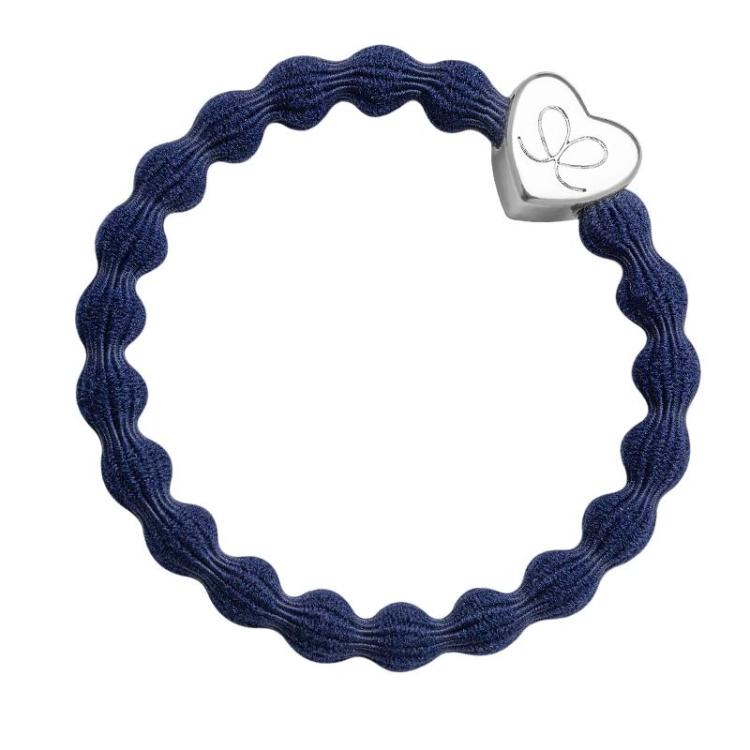 ByEloise London Silver Heart Navy Blue