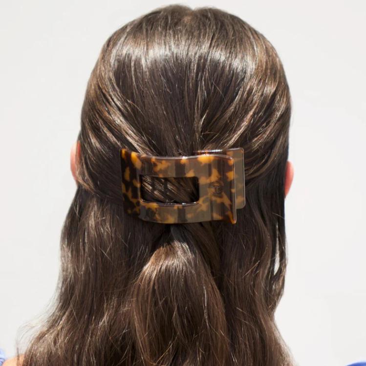 Teleties Small Flat Rectangle Hair Clip Tortiose