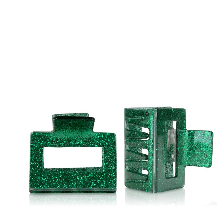 by Vivi Haarklammer Quadrat Grün Glitzer