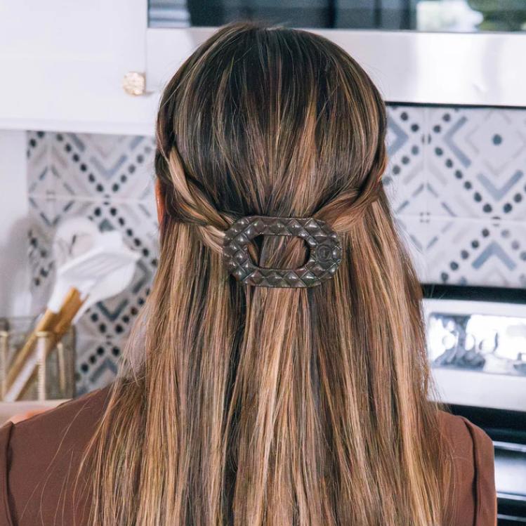 Teleties Flat Round Clip klein Truly Taupe Quilted