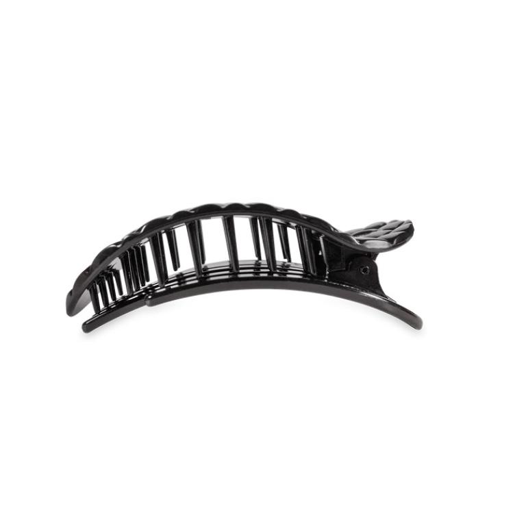 Teleties Flat Round Clip medium Jet Black Quilted