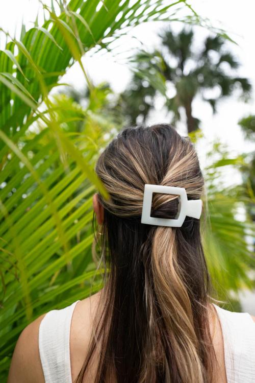 Teleties Medium Flat Square Hair Clip Coconut White