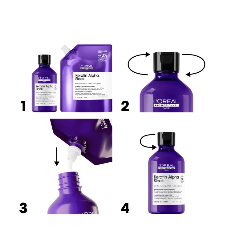 Loreal Keratin Alpha Sleek Shampoo - Nachfüllpack