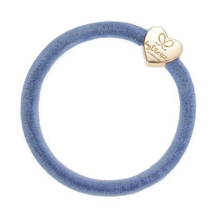 ByEloise Velvet Gold Heart Dove Blue