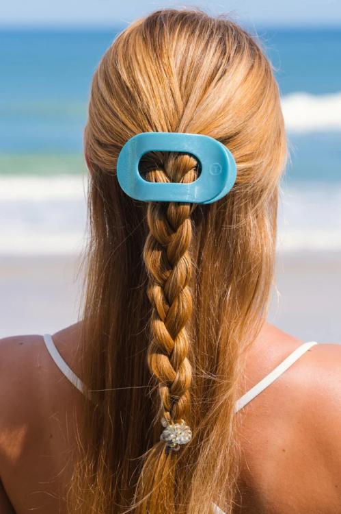 Teleties Flat Round Clip groß Blue Seas