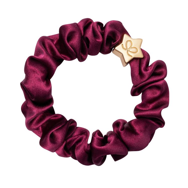 ByEloise Gold Star Silk Scrunchie Sangria