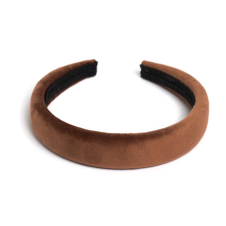 Dark Velvet Hairband Cognac Breit