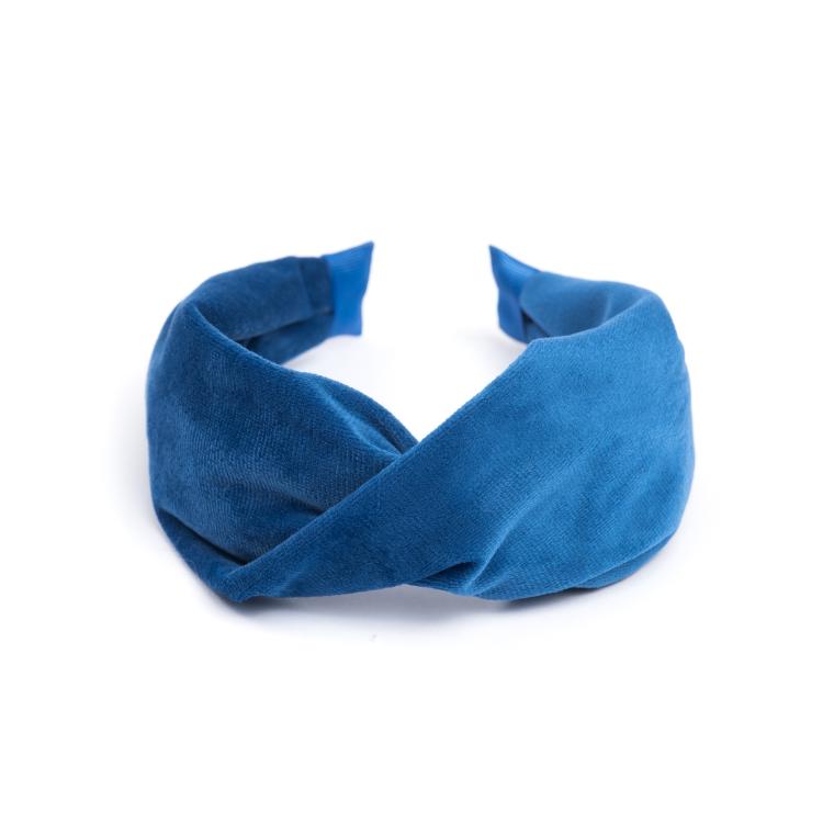 Dark Velvet Hair Band Folded Strong Blue