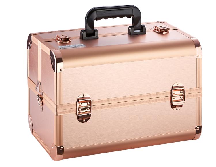 Pollie Makeup Koffer aus Aluminium Rosa Gold