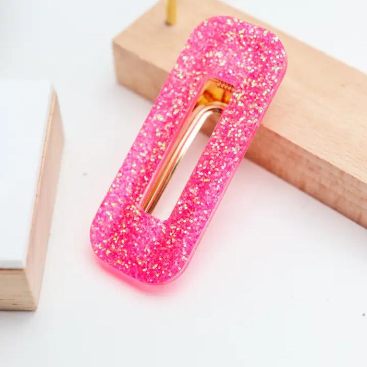 CG Home rechteckige Haarspange Neonpink Glitzer