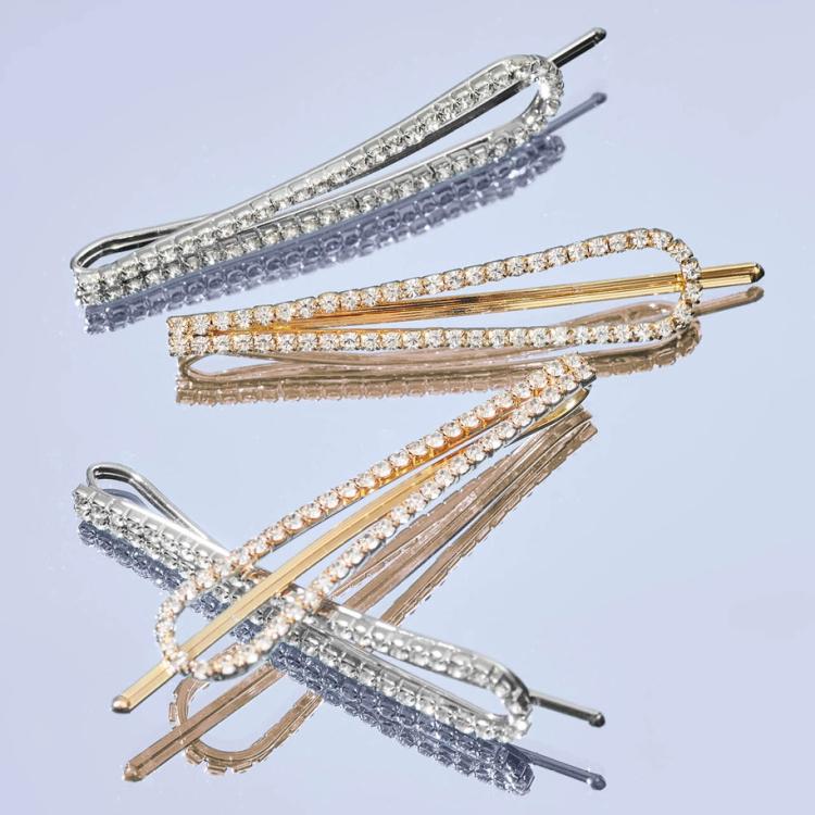 Kitsch Drop Bobby Pins aus Metall mit Strasssteinen