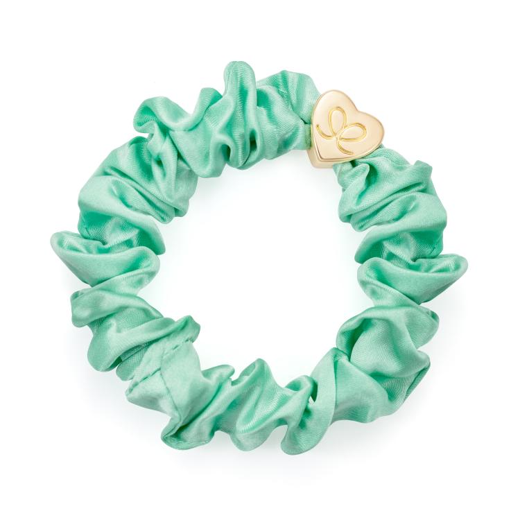 ByEloise Gold Heart Silk Scrunchie Mint