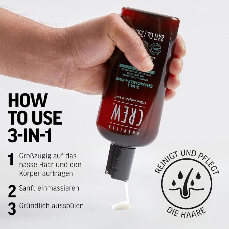 American Crew 3-in-1 Chamomilie + Pine hair-body-wash