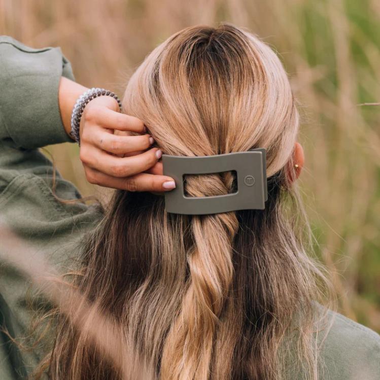 Teleties Medium Flat Rectangle Hair Clip Sage It Aint So