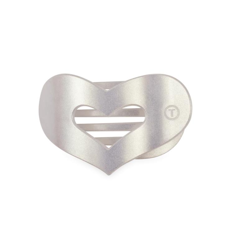 Teleites  Mother of Pearl Hearts Flat Hair Clip