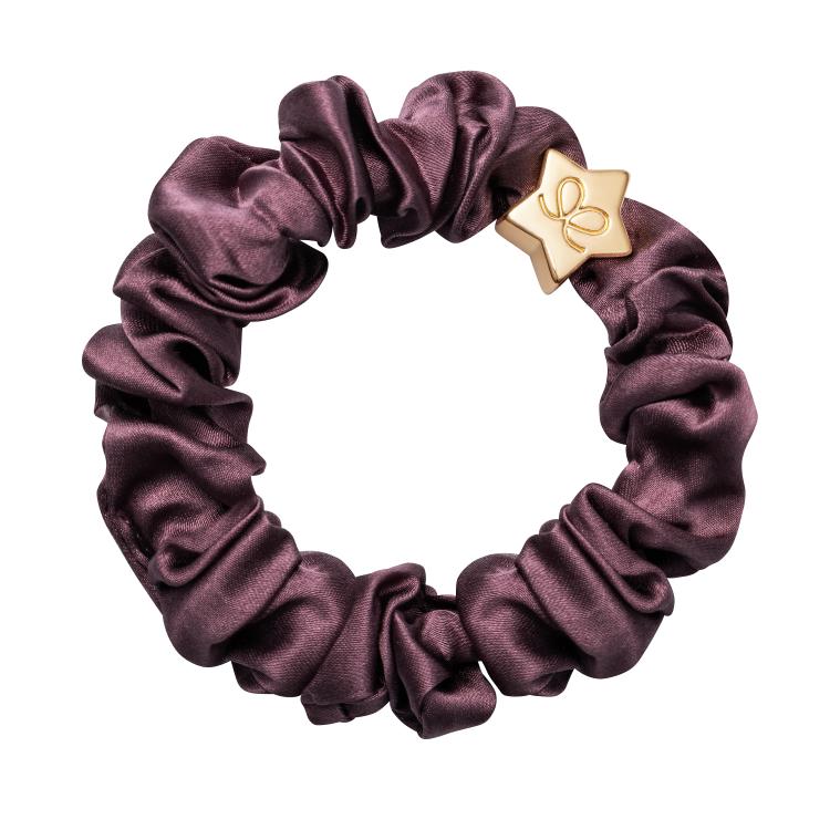 ByEloise Gold Star Silk Scrunchie Mulberry