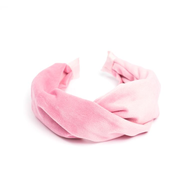 Dark Velvet Hair Band Folded Pale Pink