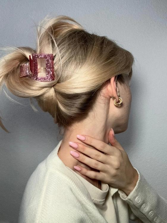 by Vivi Haarklammer Quadrat Rosa Glitzer