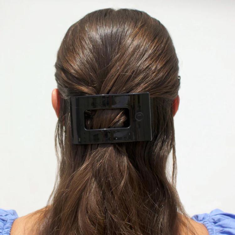 Teleties Medium Flat Rectangle Hair Clip Jet Black