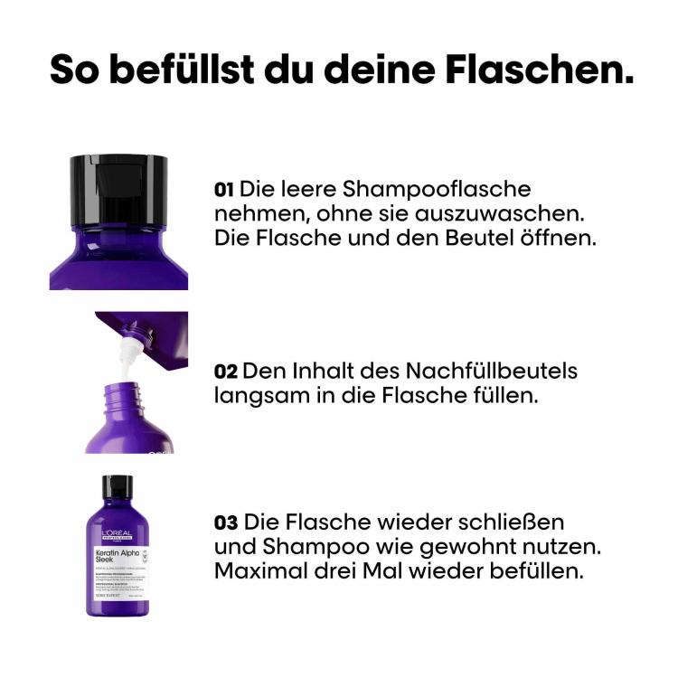 Loreal Keratin Alpha Sleek Shampoo - Nachfüllpack