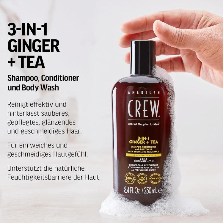 American Crew 3-in-1 Ginger + Tea hair-body-wash