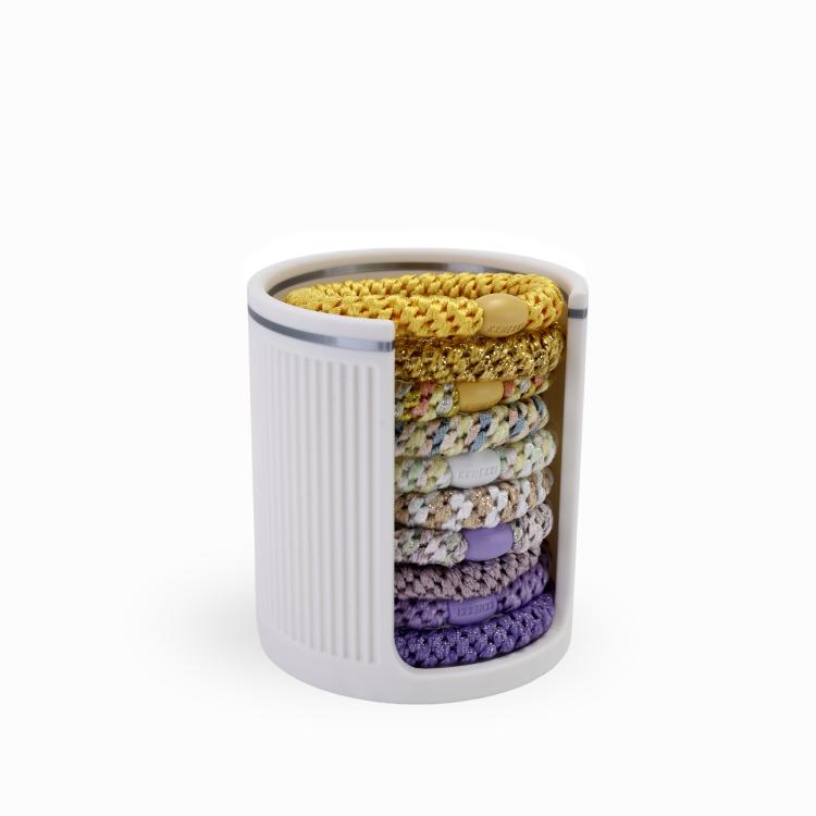 Wunderkopf Haargummi Organizer weiß Rand silber