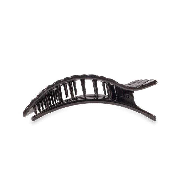 Teleties Medium Flat Rectangle Hair Clip Jet Black Quilted