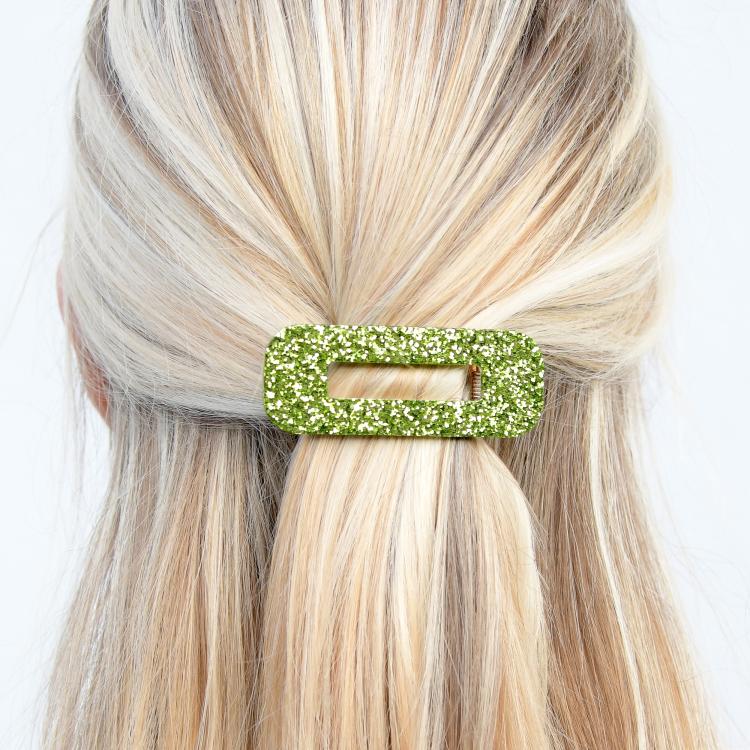 CG Home rechteckige Haarspange Limette glitzer