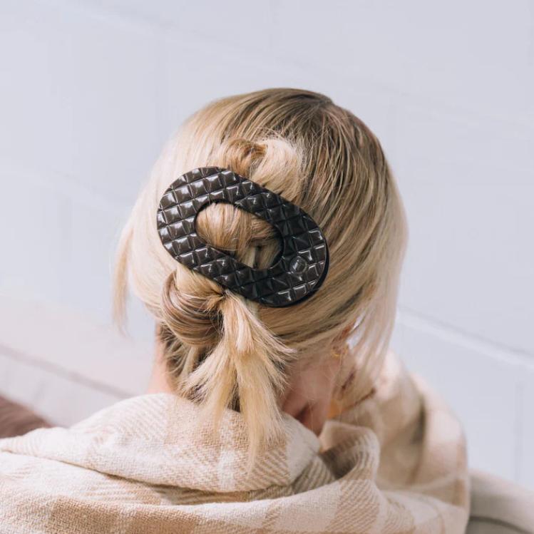 Teleties Flat Round Clip groß Truly Taupe Quilted