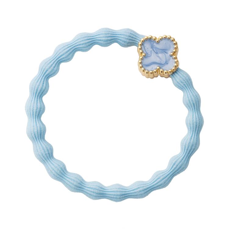ByEloise London Enamel Gold Quatrfoil Sky Blue