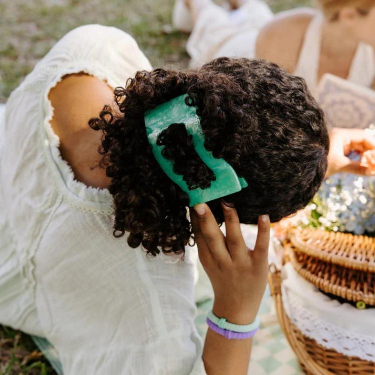 Teleties Large Flat Rectangle Hair Clip Spring Splash