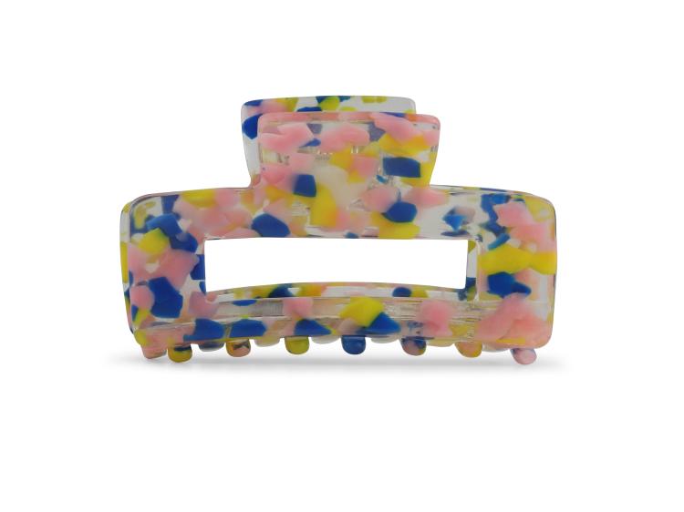 Big Metal London Dorothea Bulldog Hairclip Blau Gelb Pfirsich